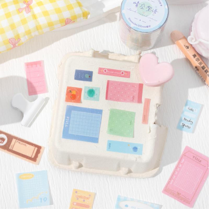 50mm * 2m/roll Kawaii Ins minimalist glitter label sticker tape DIY diary album scrapbook collage material stationery stickers