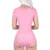 LittleForBig Adult Romper [Classic Lolita] Cotton Pajamas with Ribbon Bow, Bodysuit, Pink, Size L