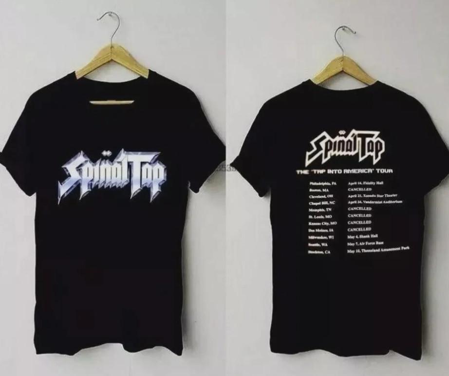 

Spinal Tap The #034Tap Into America#034 Tour 2 side Black TShirt Unisex T-Shirt S