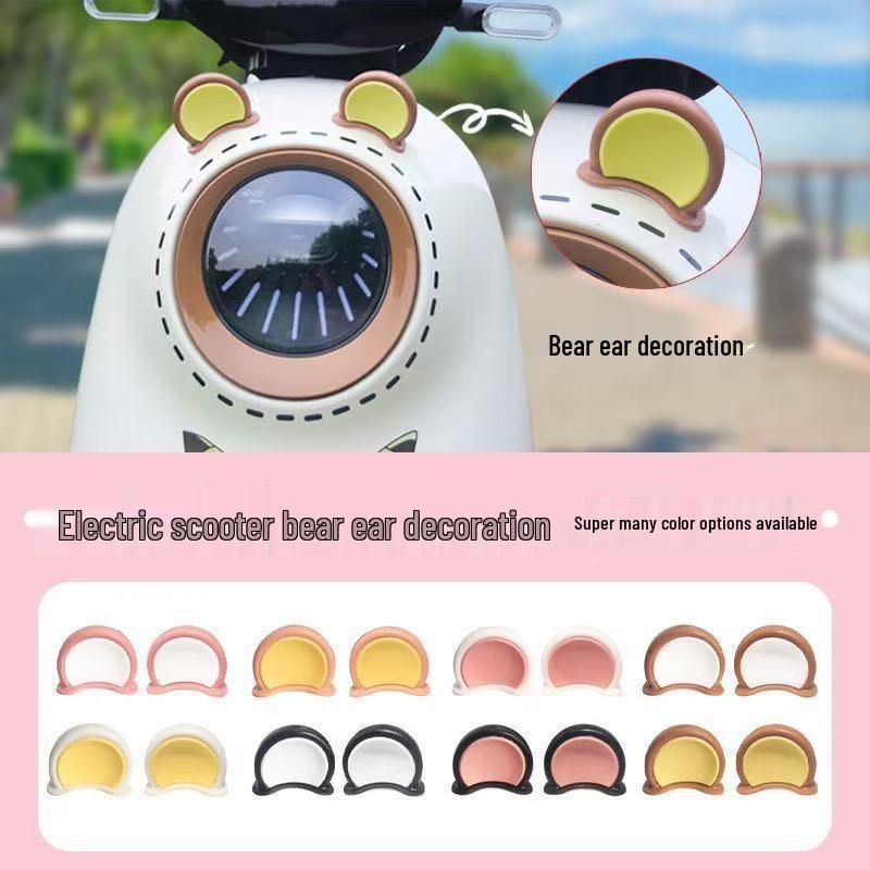 Yadea Bear Ear Electric Scooter Accessories: Cute Battery Car Stickers & Creative Helmet Decorations.