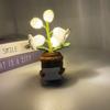 Hand-knitted Lily of the Valley Potted Plant With LED Night Light, Decorative Figurine, Handicraft, Home Decor, Gift
