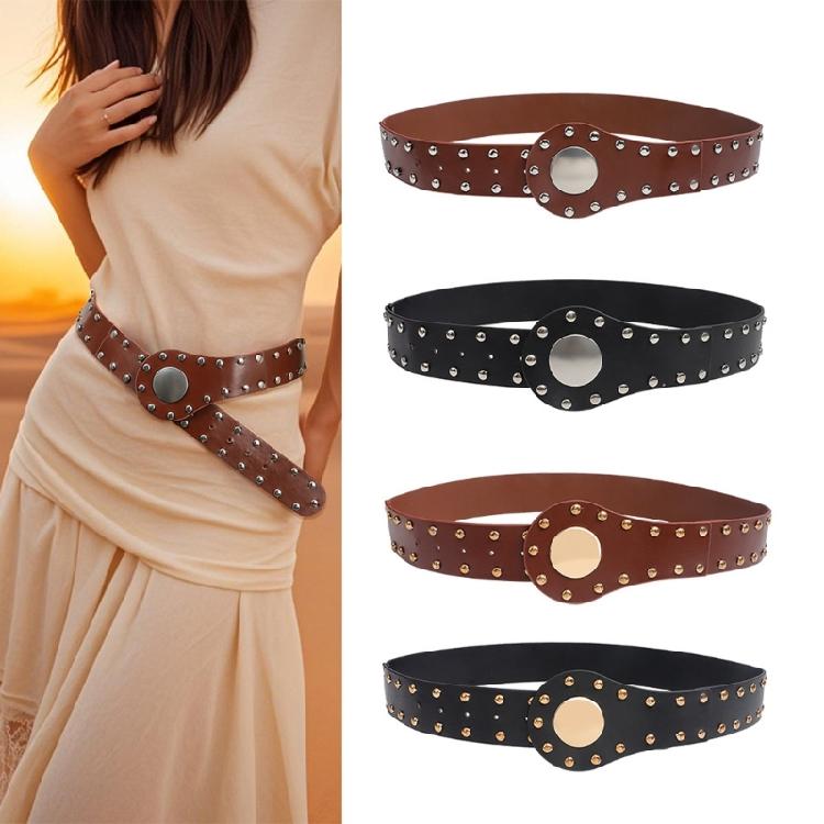 Alternative Fashion PU Leather Waist Belt Punk Rock Clothing Accessory Waist Girdle with Reinforced Metal Studs