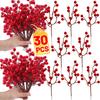 30/1Pcs Artificial Christmas Red Berry Branch 13 Heads Foam Red Berries Xmas Tree Ornament DIY Garland Home New Year Decoration