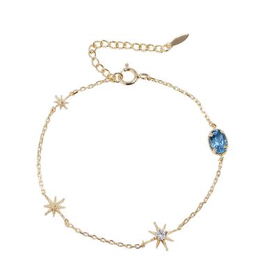 Summer New S925 Sterling Silver Exquisite Light Luxury Swiss Blue Topaz Starry Sky Bracelet for Women