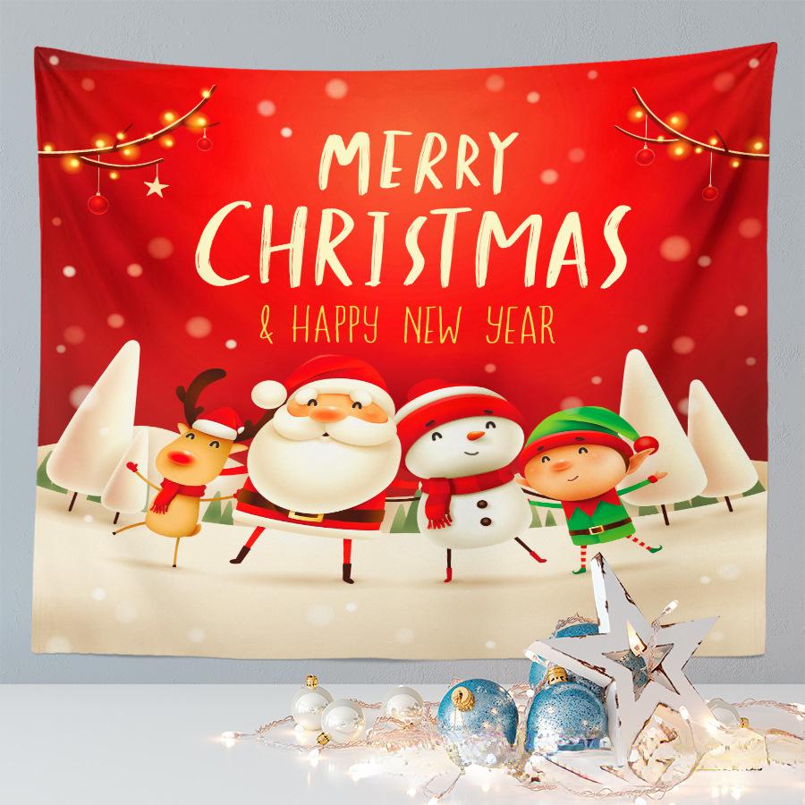Merry Christmas Cute Santa Claus Tapestry Large Fabric Wall Tapestry Home Living Room Bedroom Background Decor Beach Blanket