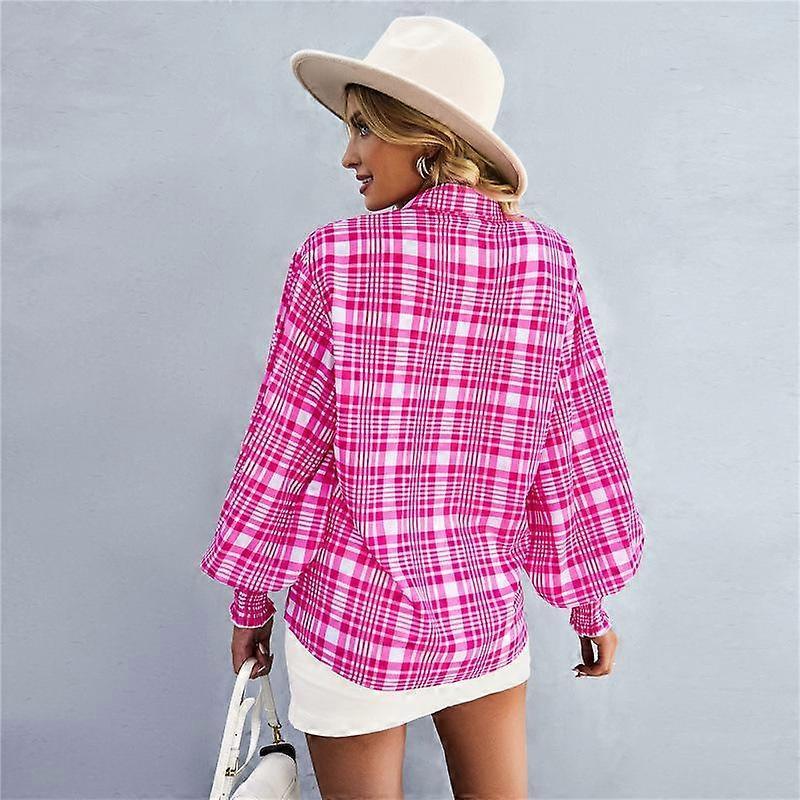 Top a Maniche Lunghe Primaverili e Autunnali Moda Manica a Lanterna Stampato Camicia da Donna Taglia Plus