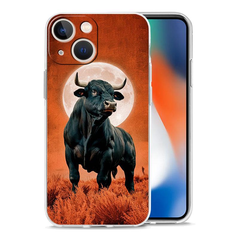 Phone Case For iPhone 17 Cases iPhone Air 16 15 12 13 14 Pro Max 7 8 Plus 16Pro iPhone11 Clear Soft Cover Bull Animal