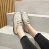 First layer cowhide leather little white shoes women's 2025 new soft-soled casual single shoes large size beef tendon lace-up lazy shoes women