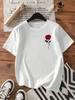 Womens Rose Floral Print Tshirt Soft Short Sleeve Casual Tee Elegant Rose Womens Tshirt for Daily Outfits and Relaxation