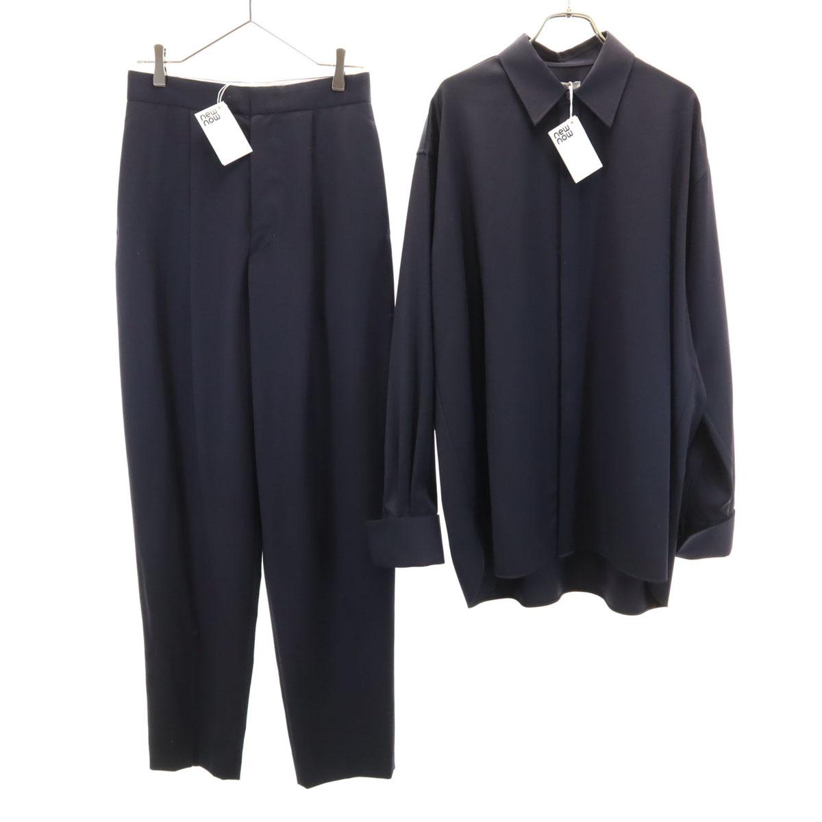 

unused newnow Made in Japan wool Long sleeve shirt Setup L/M Navy Men s Used