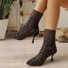 Brand Design Geometric Pattern Boots Women 2025 Autumn Sexy Pointed Toe High Heel Booties Breathable Elastic Socks Boots