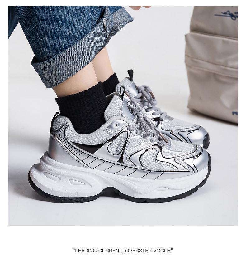 Scarpe Sportive Casual da Donna HuiLi con Suola Chunky Argentata - Stile Autunno/Inverno 2025