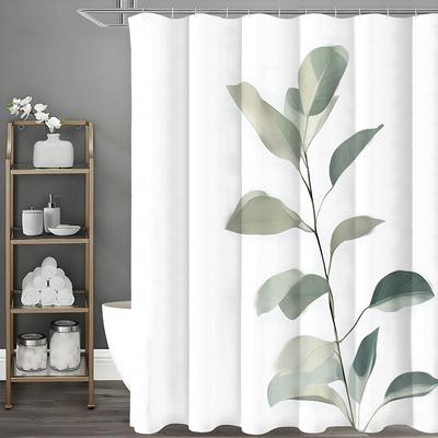 Tenda da Doccia con Foglie di Eucalipto, Tenda da Doccia Decorativa per Bagno, Tenda da Doccia Impermeabile con Ganci