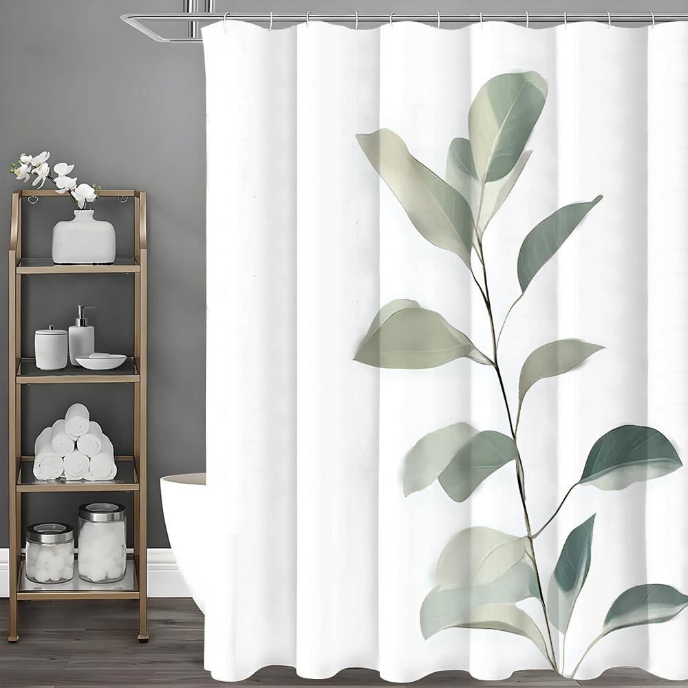 

Занавеска для душа с листьями эвкалипта, Декоративная занавеска для душа для ванной комнаты, Водонепроницаемая занавеска для душа с крючками 90*180cm