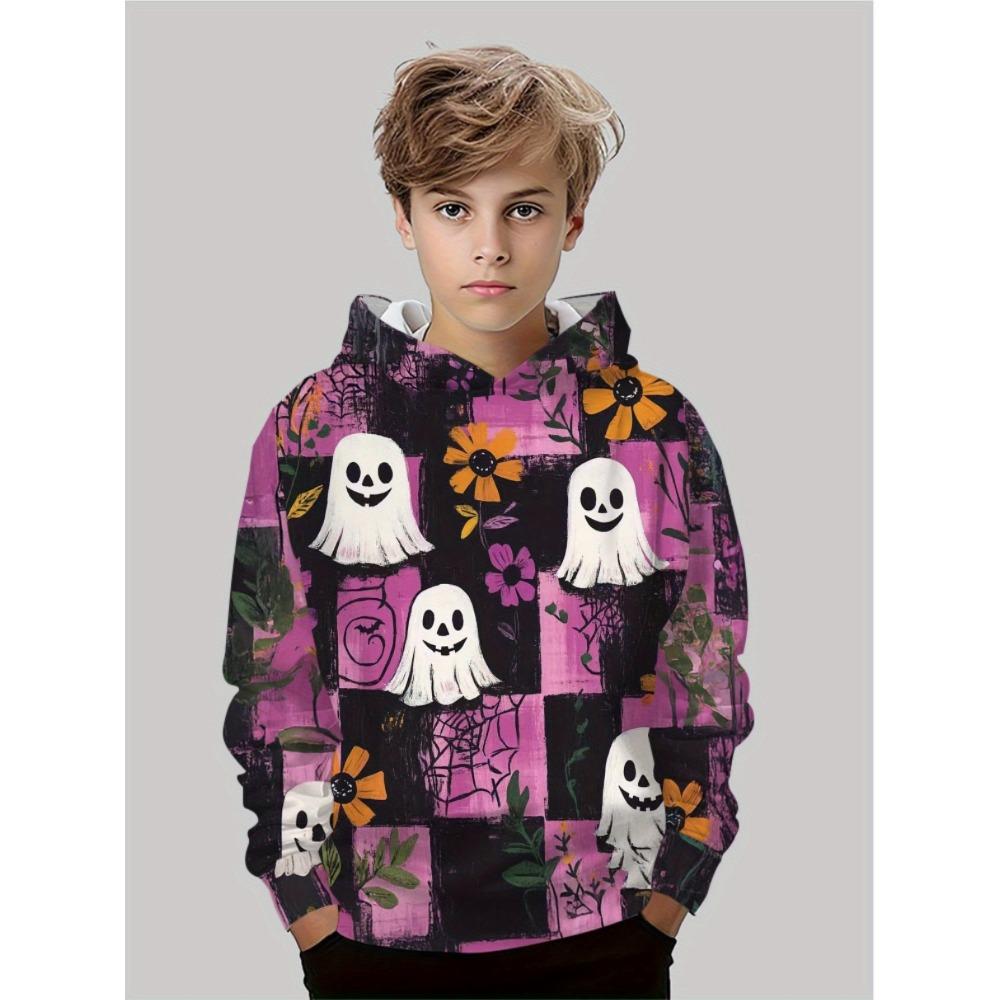 Boy Clothes Funny Terror Pumpkin Long Sleeve Hoodies Child Cartoon Halloween Thin Sweatshirt Tops Halloween Gift for Boys Girls