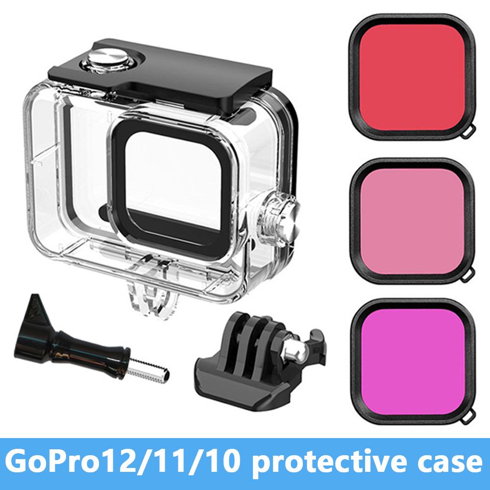 

GoPro12/11/10 водонепроницаемый защитный чехол для спортивной камеры для собак 9/8 Плавание Дайвинг Прозрачный фильтр Аксессуары для спортивной камеры Аксессуары