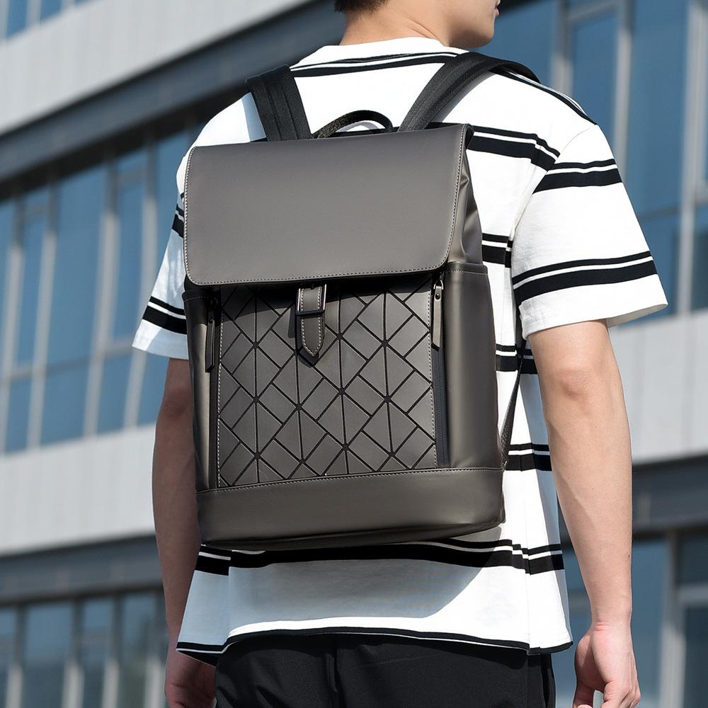 

Модный переливающийся мужской рюкзак с ромбовидной решеткой - Дорожный рюкзак большой вместимости для книг