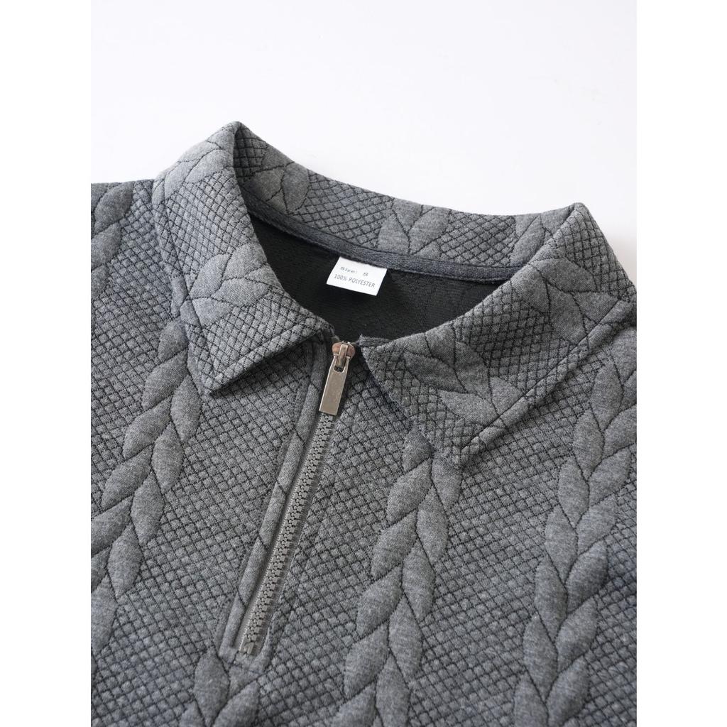 Autumn and Winter Collar, Pullover, Half Open Collar, Zipper Hoodie, Jacquard, Casual Sports, Men's, Knitted Sweater