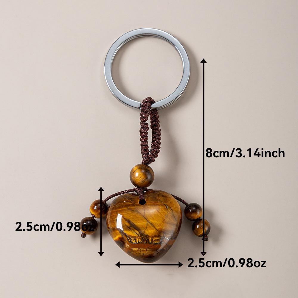 1PC Natural Stone Heart Keychain Healing Crystal Stone Rose Quartz Jewelry Tassel Keyring Bag Charms for Handbags