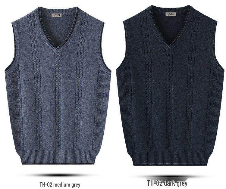 Men's Woodpecker Cashmere V-Neck Wool Vest - Solid Color, Sleeveless, Knit Sweater for Spring & Autumn