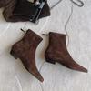 Autumn Winter Short Plush Women Ankle Boots Fashion Square Toe Short Booties Ladies Elegant Low Heels Zipper Booties
