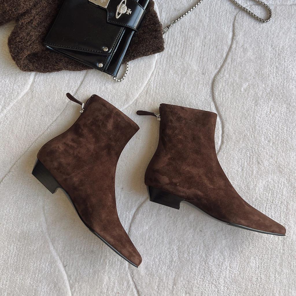 Autumn Winter Short Plush Women Ankle Boots Fashion Square Toe Short Booties Ladies Elegant Low Heels Zipper Booties