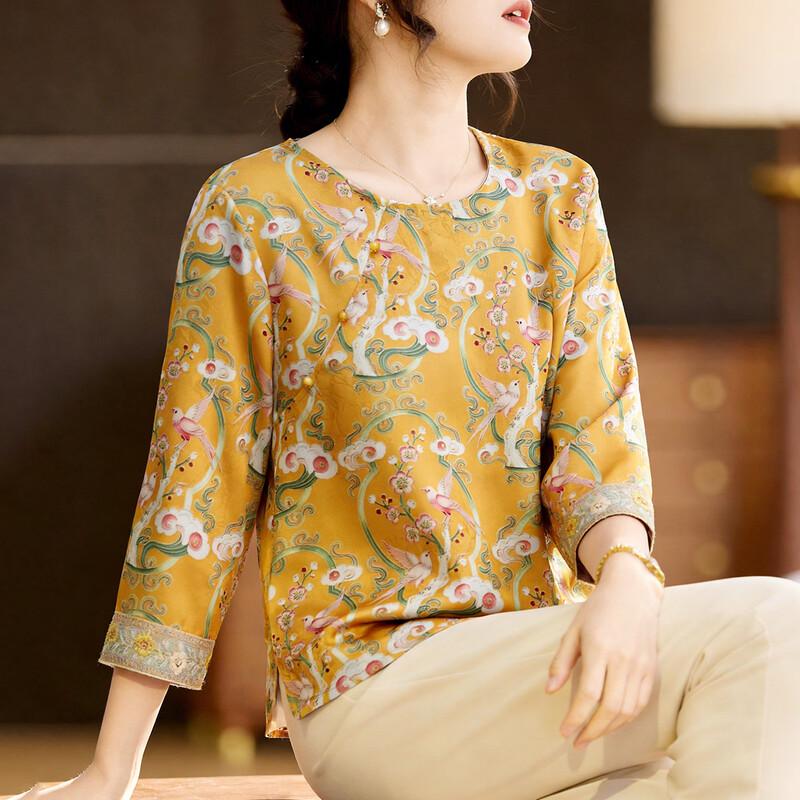 

Xihui Women s Floral Print Seven-Quarter Sleeve T-Shirt Blouse 4XL