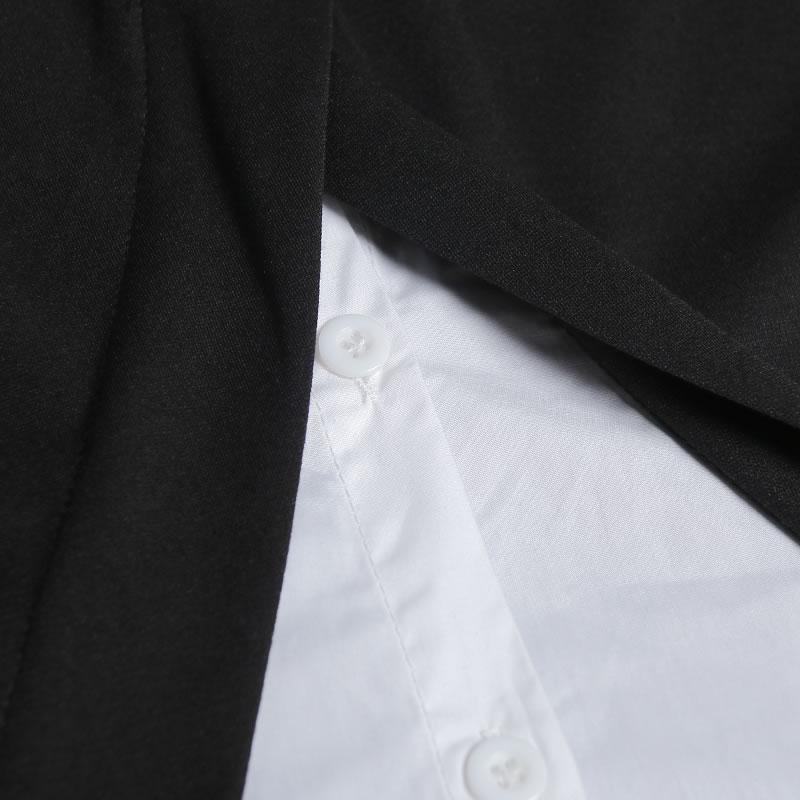 Xitao Patchwork Hit Color T Shirt Women Clothes Fashion Button Pullover Full Sleeve Match All Tee Top GCC1369