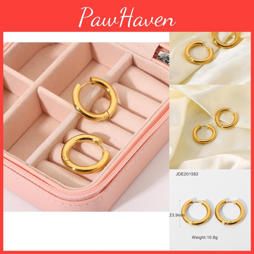 Fashionable Geometric Design Gold-plated Stainless Steel Hoop Earrings For Women 18k Gold Titanium Steel Circle Earrings