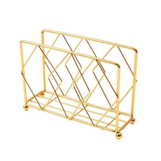 Metal Napkin Holder Tabletop Modern Napkin Dispenser Paper Napkin Holder Golden Upright Napkin Holder for Kitchen Countertops Dining Table Decor
