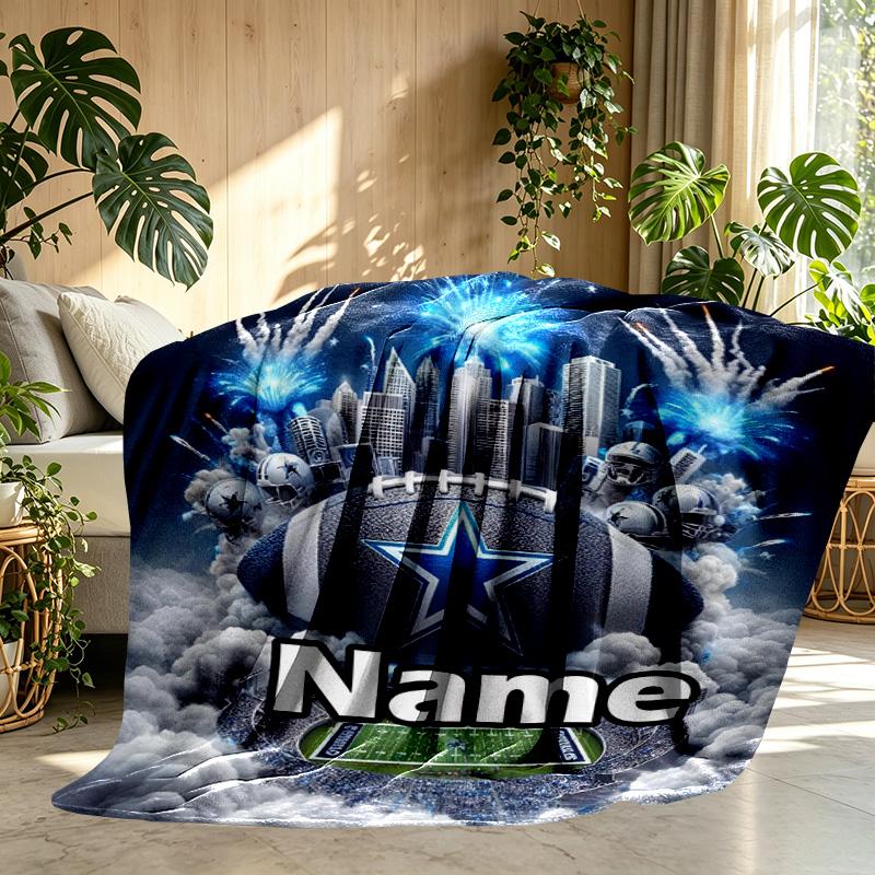 Custom Name Personalized Dallas Cowboys Print Blanket, Home Decor, Bedroom, Sofa, Camping, Couch, Gifts for Birthday ChristmasEnthusiasts