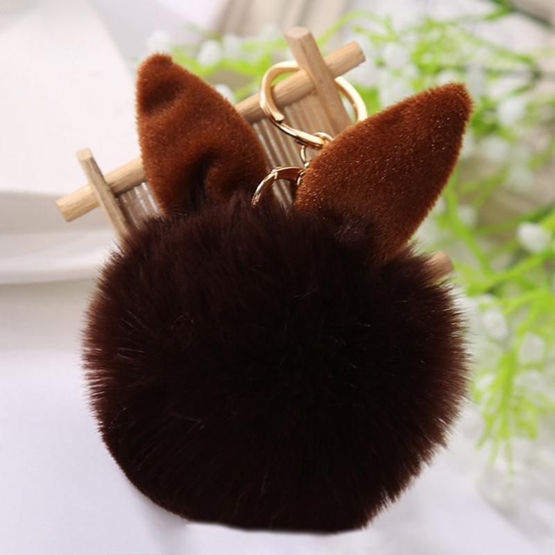 Soft Artificial Rabbit Furs Keychain Plushs Ball KeyRing Cute Pom Pom Bag Charm Car Pendant Decoration for Women Girls