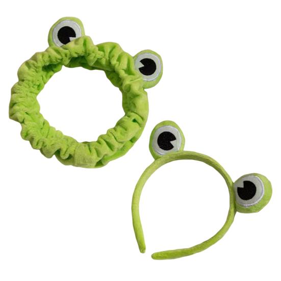 Women Headband Soft Coral Velvet Headband with Anti-Slip Teeth Cartoon Frog Design Elastic Hair Hoop Hair Fixing Hair Accessory