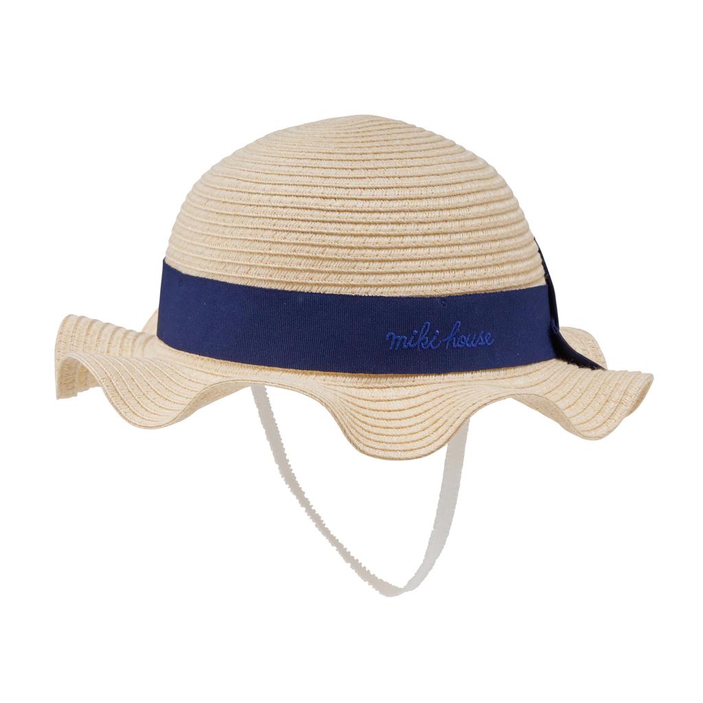 [Miki House] Hat, UV Protection, Ribbon, Girls, Sun Hat, Baby, Kids, Children's Clothing, 12-9102-142, 50cm, Navy