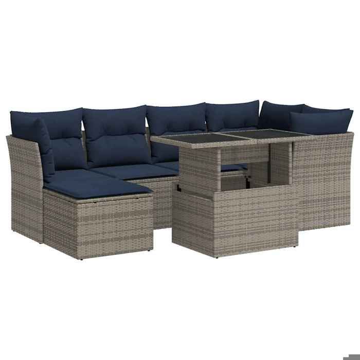 VidaXL Salon de jardin avec coussins 7 pcs gris résine tressée acacia 3326192
