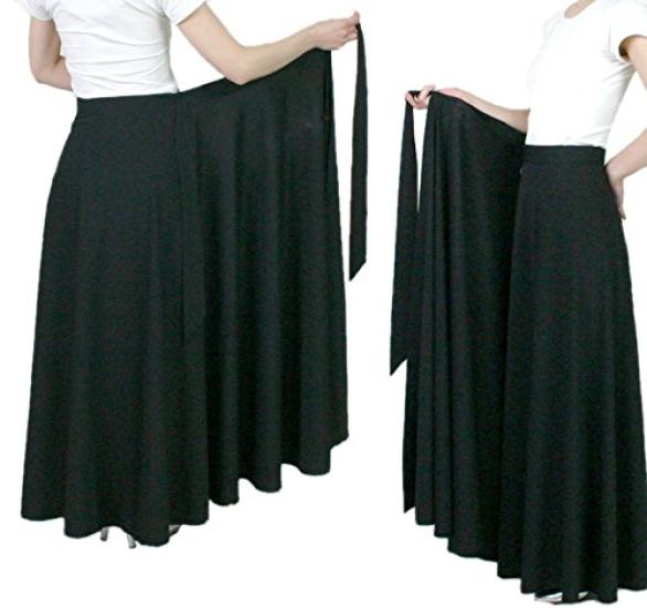 Bourree Wrap Long Chorus Adjustable Available In 4 Lengths Skirt, Skirt, Black, Costume, Waist, (Skirt Length M-L 100cm)