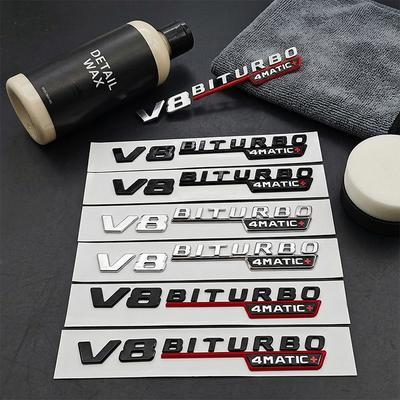 3D V8 BITURBO 4MATIC+ Emblem Badge For Mercedes Benz AMG C63 E63 G63 Car Fender Side Logo Trunk Decal Styling Accessories
