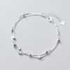 925 Sterling Silver Women Foot Jewelry Double Layer Box Chain Heart Shape Anklet