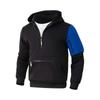 Men's Casual And Fashionable American Color,blocked Hooded Long,sleeved Half,pull One,piece Thickened Sweatshirt