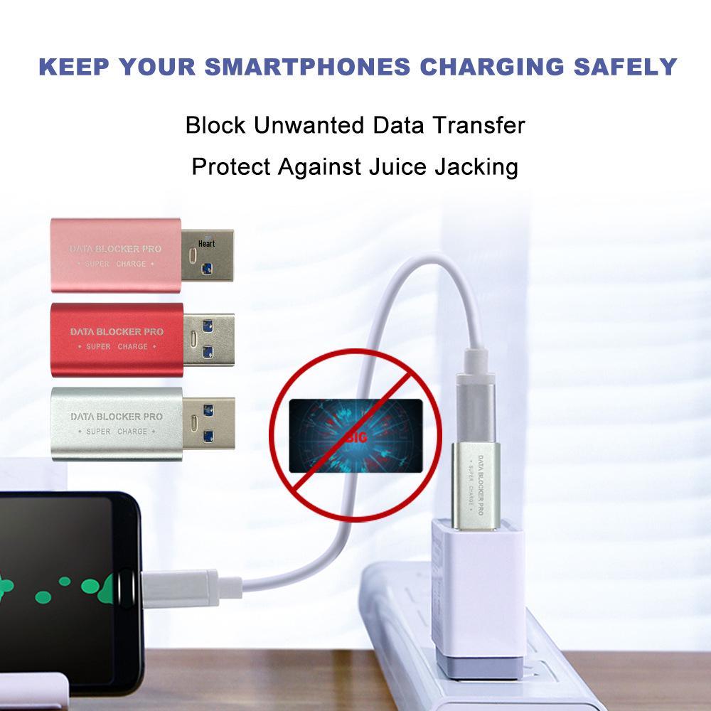 Aluminum USB-C Data Blocker: Anti-Skimming, Supports Fast Charging