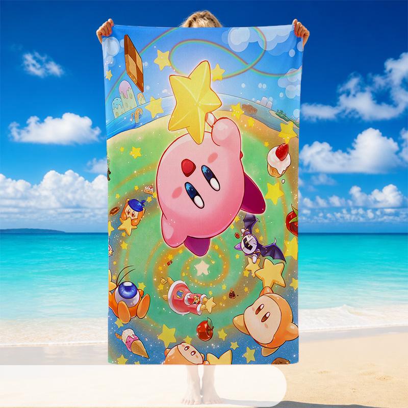 Quick Dry Beach Towel Kirby Pattern, Lightweight Absorbent Towel for Pool Beach Vacation Use