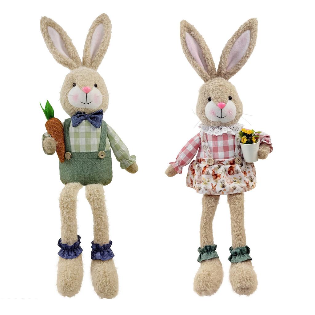 Desktop Rabbit Plush Toy Decoration with Long Legs for Stable Sitting Party Ornament Sustainable Polyester Fabric Safe