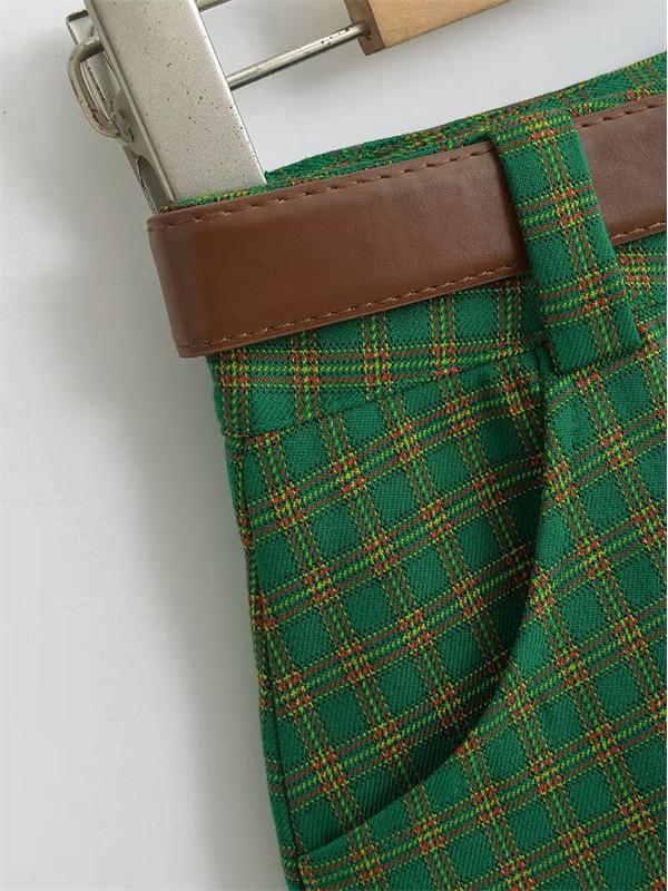 Korean Retro Plaid Short Skirt with Letter Embroidery - Women's Slimming A-line Style