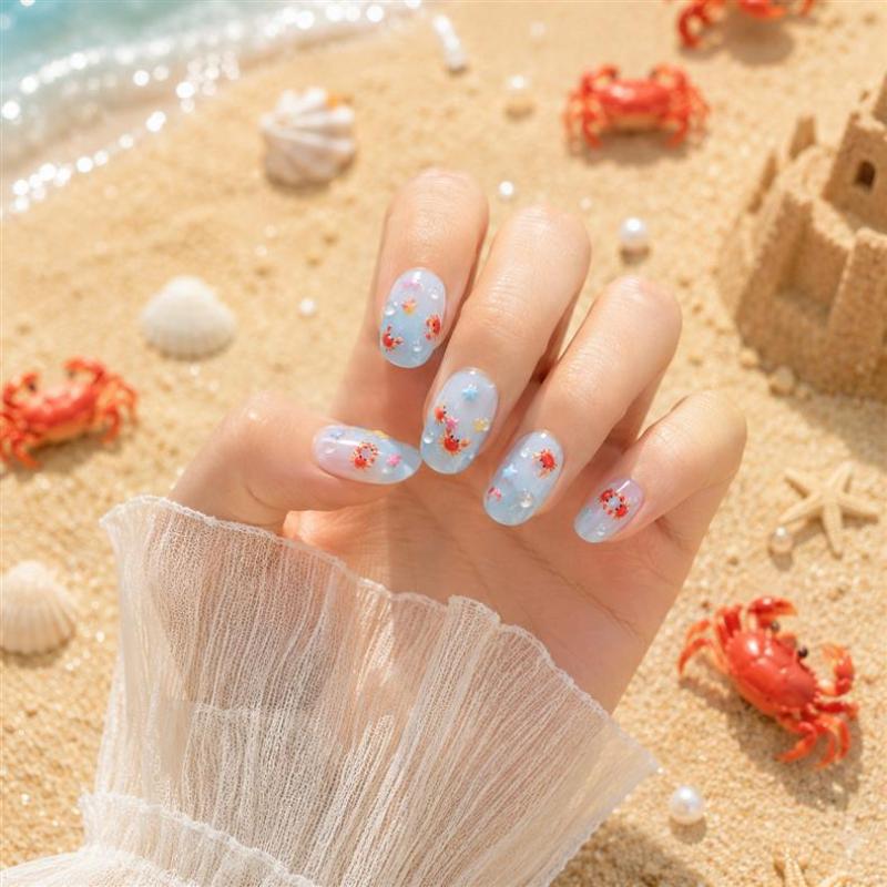 1Pcs 3D Cartoon Nail Art Stickers With Cute Crab Duck Starfish Designs Self Adhesive For Home Diy And Professional Salon Use