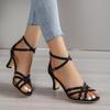 Fashion New Sandals Women's Ankle Strap Gladiator Sandals Women High Heels Cross Straps Gold Sandalias Mujer Summer Shoes Woman