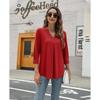 Plus Size Women's Autumn Fashion New V Neck Top