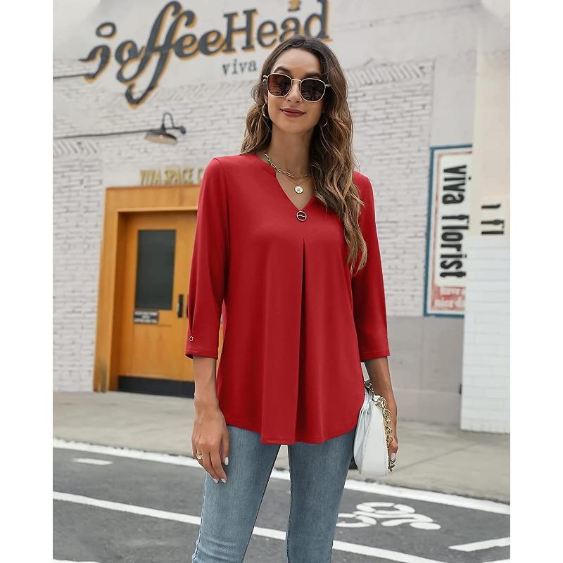 Plus Size Women's Autumn Fashion New V Neck Top