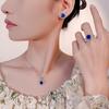 Jewelry Copper Bottom Gold-Plated Simulation Blue Pointed Crystal Fat Square Simple Style Jewelry Set Female 8 * 8