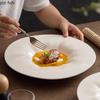Reinweiß Unregelmäßiger Tiefer Teller Keramik Salatteller Dicker Suppenteller Kreative Strohhut-Teller Hotel Keramik Spezialitäten-Geschirr