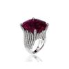 Luxurious Ruby Women's Ring Geometric Shape Diamond Ring Elegant European and American